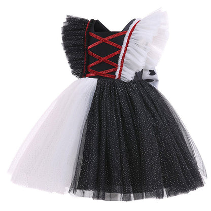 Kids Cruella Cosplay Costume Menh Dress