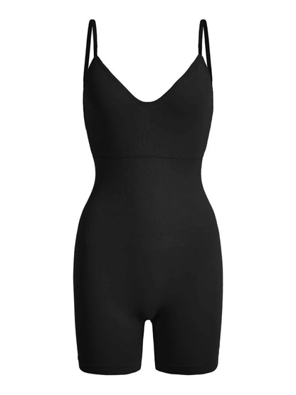 Adjustable Strap Shapewear Romper Black