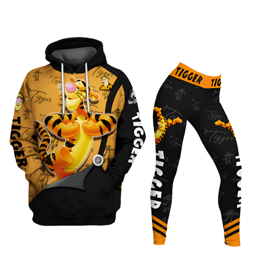 Tigger Pattern Hoodie And Leggings Combo Set Hoodies And Leggings