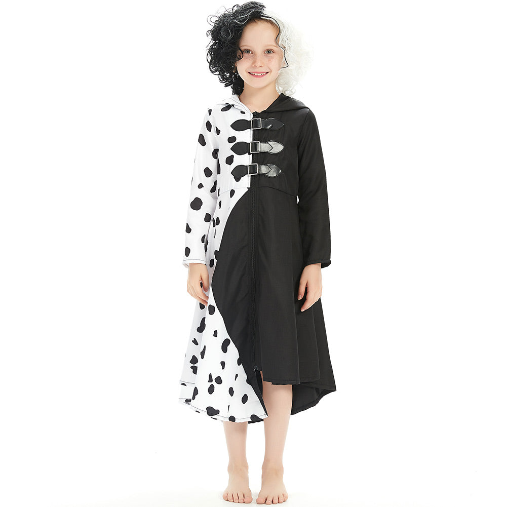 Kids Cruella Cosplay Costume Dress