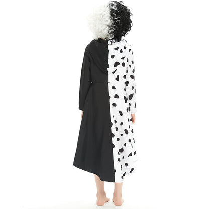 Kids Cruella Cosplay Costume Dress