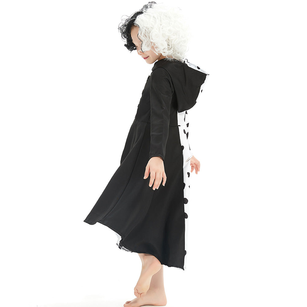 Kids Cruella Cosplay Costume Dress