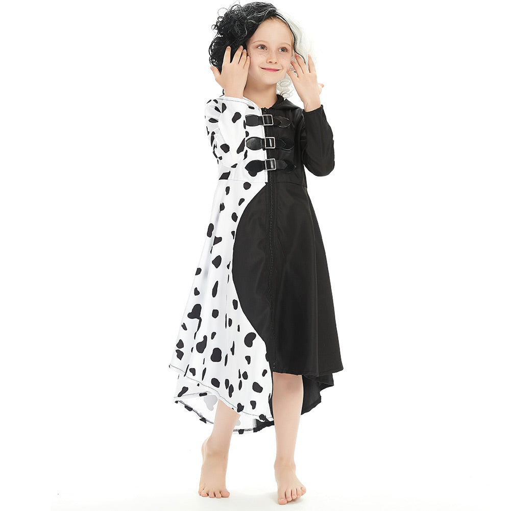 Kids Cruella Cosplay Costume Dress