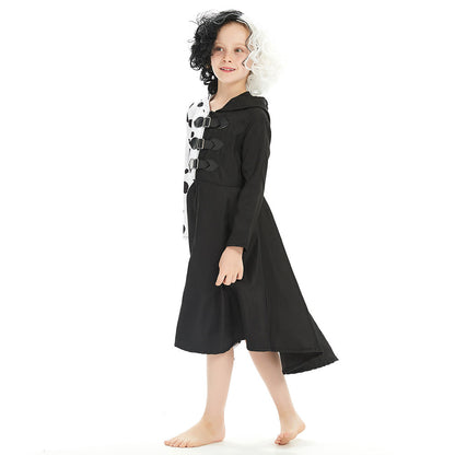 Kids Cruella Cosplay Costume Dress