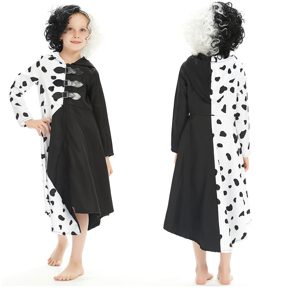 Kids Cruella Cosplay Costume Dress