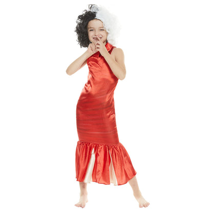 Kids Cruella Cosplay Costume Dress