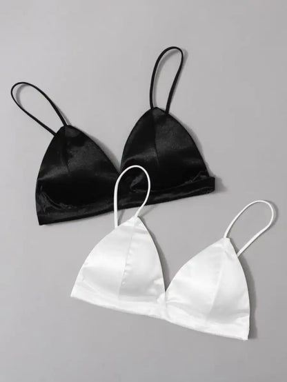 2 Pack Satin Triangle Bra Set