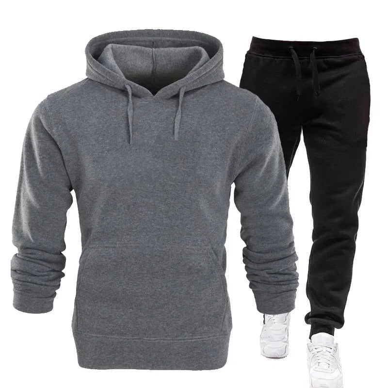 2 Pieces Sweatshirt Hoodies And joggers Set Dark Gray