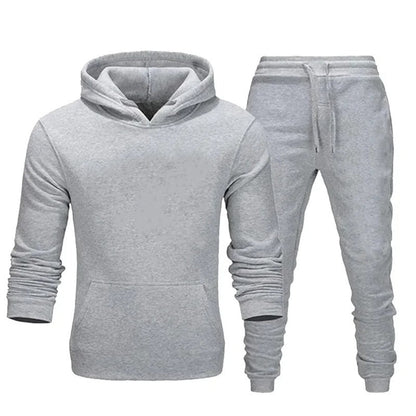 2 Pieces Sweatshirt Hoodies And joggers Set Gray