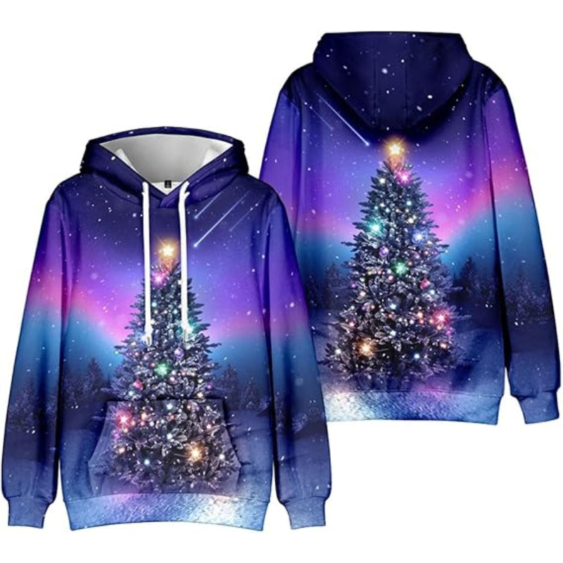 3D Christmas Tree Graphic Printed Hoodie