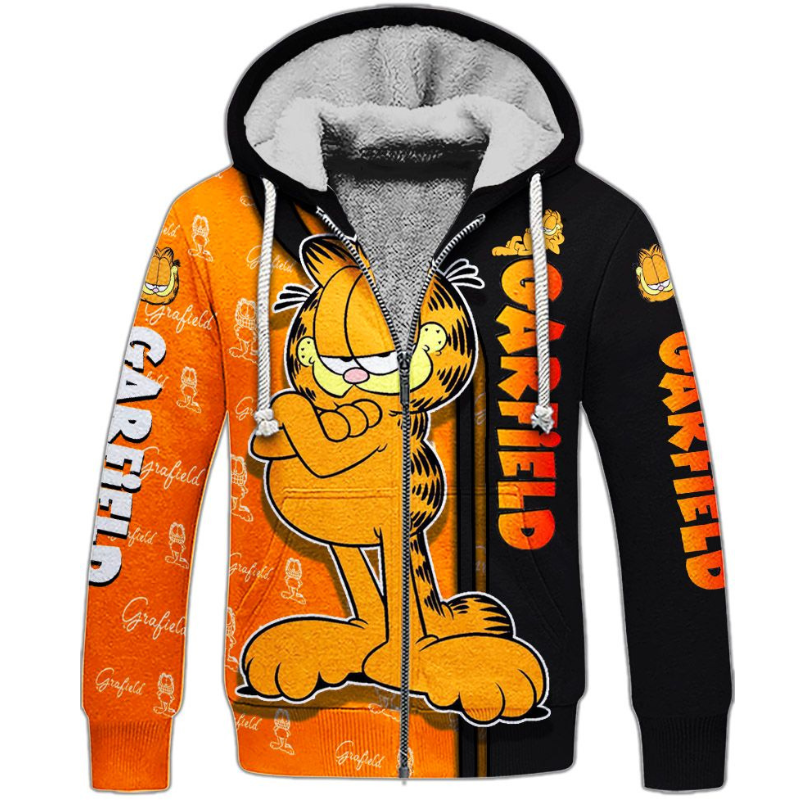 Garfield Character Hoodie And Leggings Set Fleece Zipper Hoodies