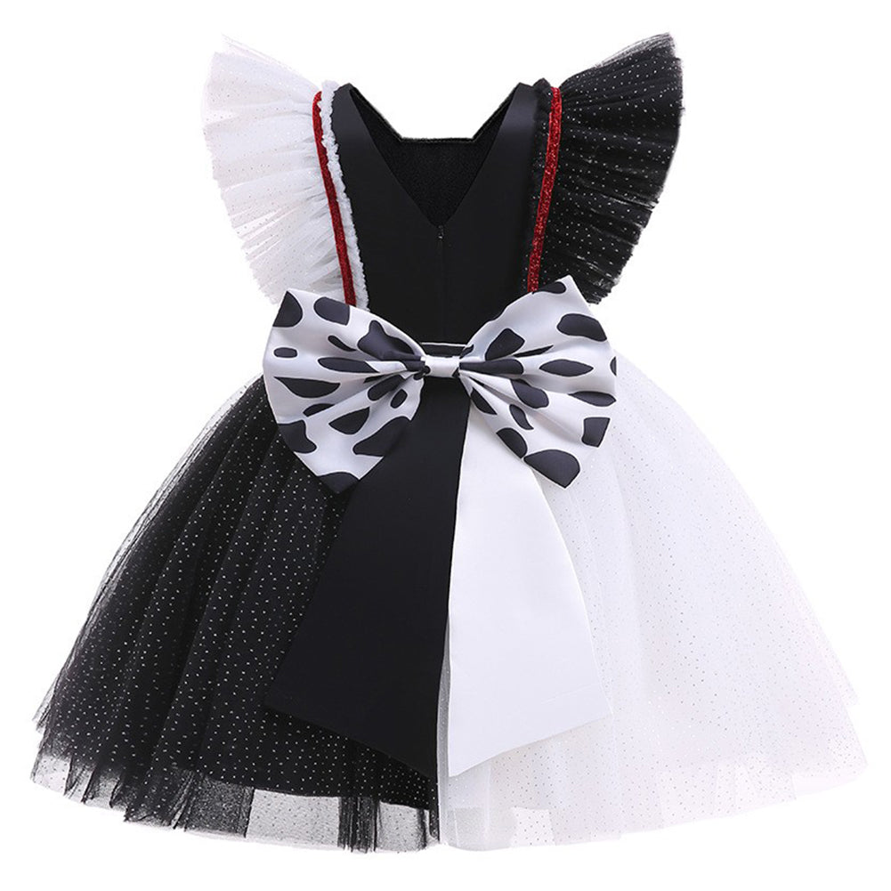 Kids Cruella Cosplay Costume Menh Dress