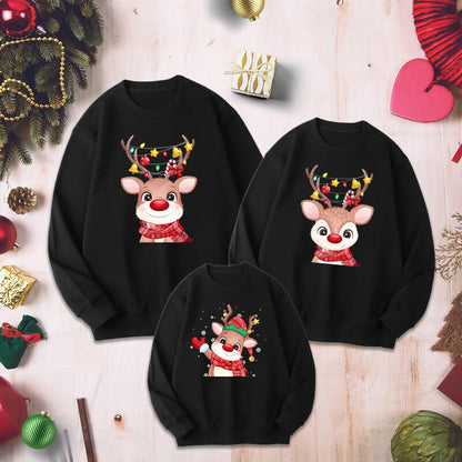 Animal Printed Christmas Themed Sweatshirt Black