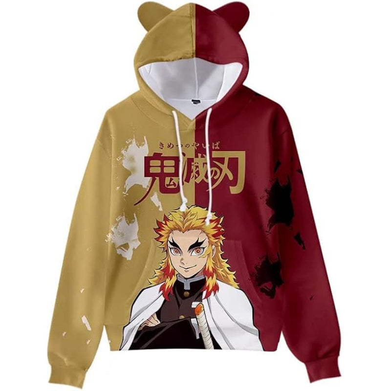 Anime Printed Comfy Sweatshirts Red And Yellow