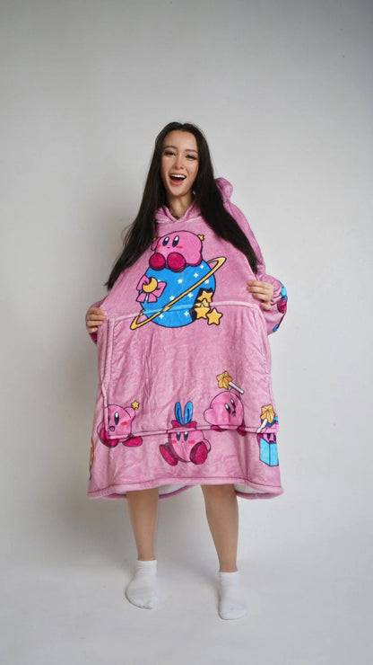 Anime Cozy Blanket Hoodies Dark Pink