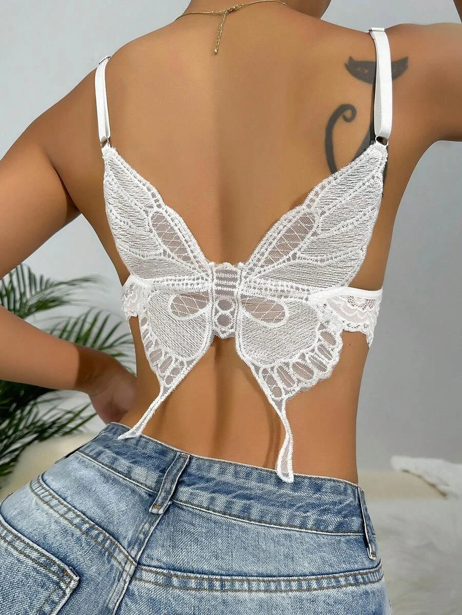 Butterfly Embroidery Mesh Bralette