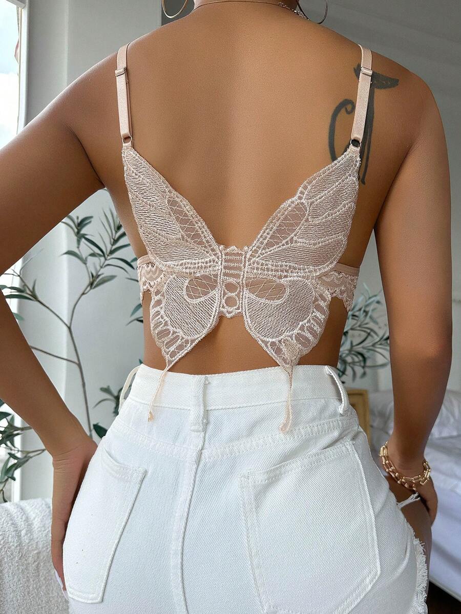 Butterfly Embroidery Mesh Bralette