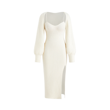 Cami Sweater Dress And Cardigan White