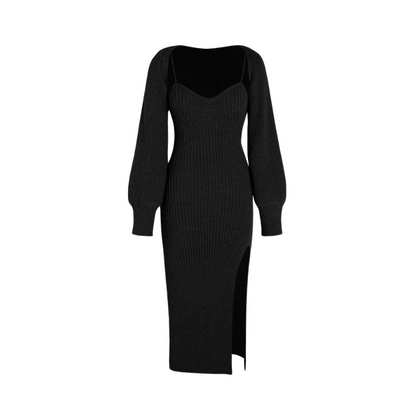 Cami Sweater Dress And Cardigan Black