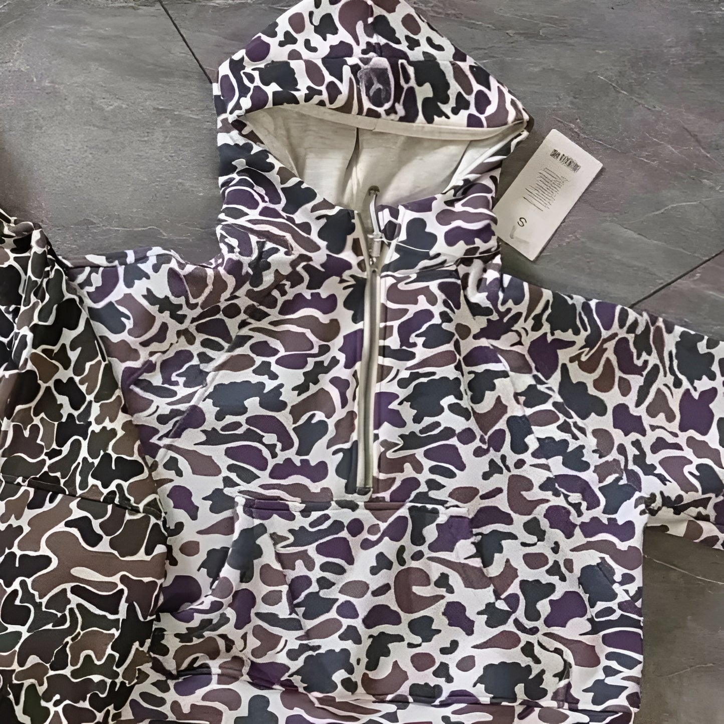 Camo Patterned Comfy Hoodie Purple leopard