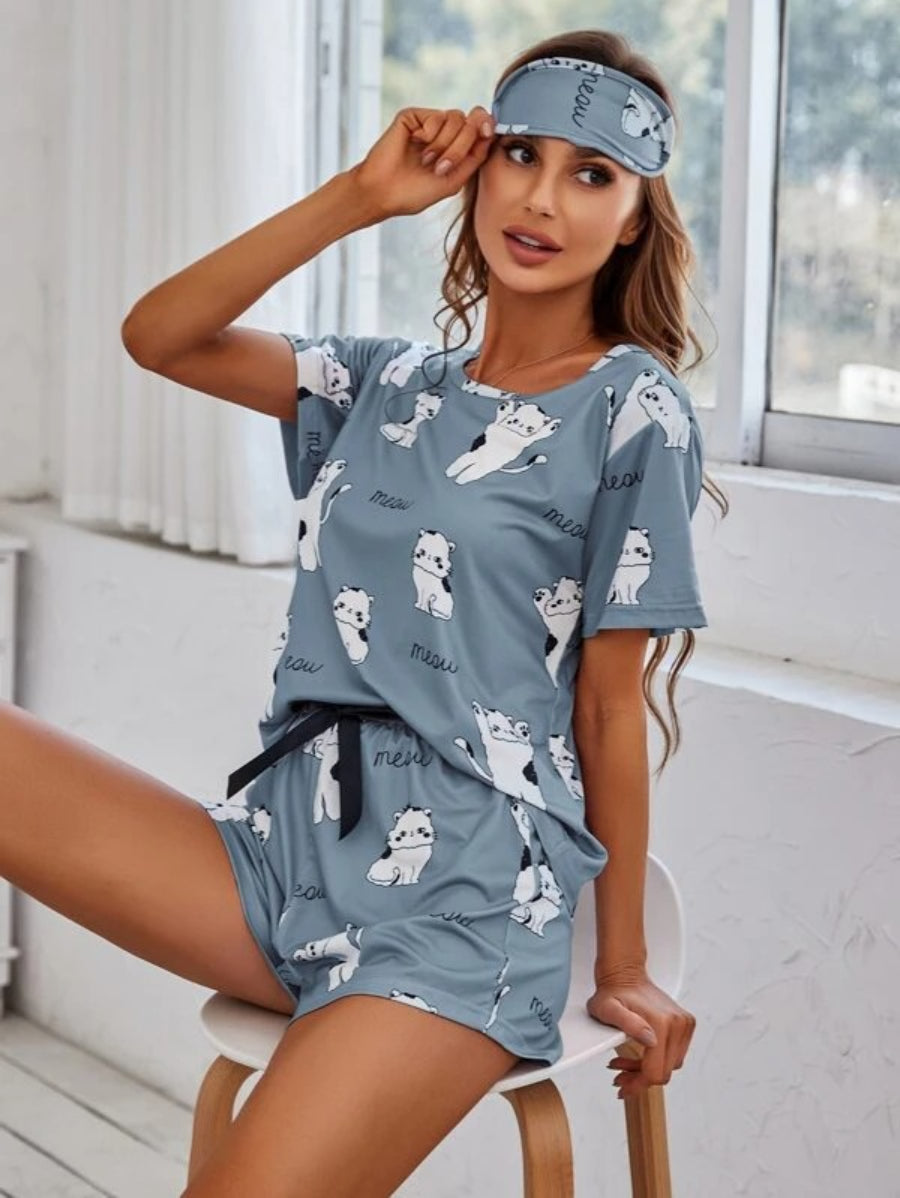 Cartoon Graphic Top And Shorts Set