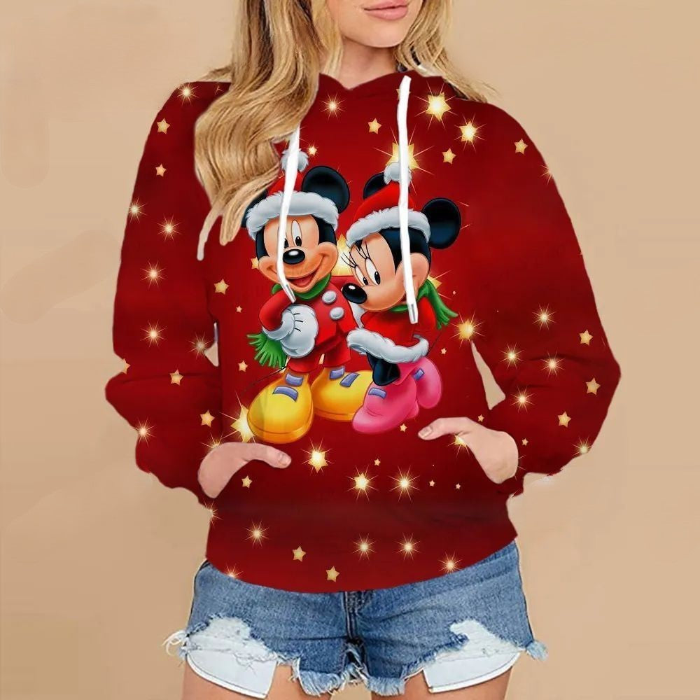 Christmas Mickey Mouse Casual Style Sweaters Maroon