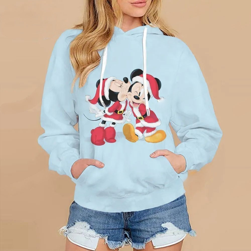 Christmas Mickey Mouse Casual Style Sweaters Blue