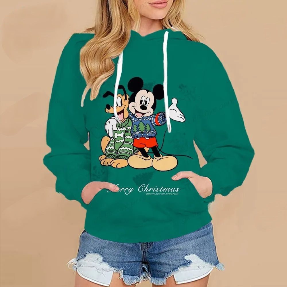 Christmas Mickey Mouse Casual Sweater Green