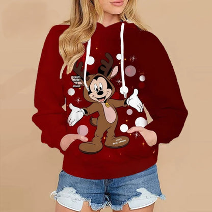 Christmas Mickey Mouse Casual Sweater Red