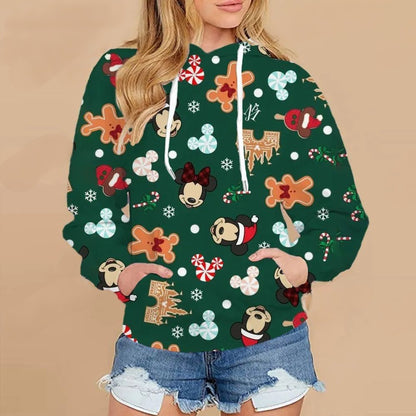 Christmas Mickey Mouse Casual Sweater Dark Green