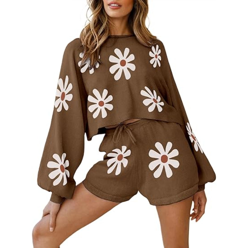 Comfy Knit Pajamas Set Brown