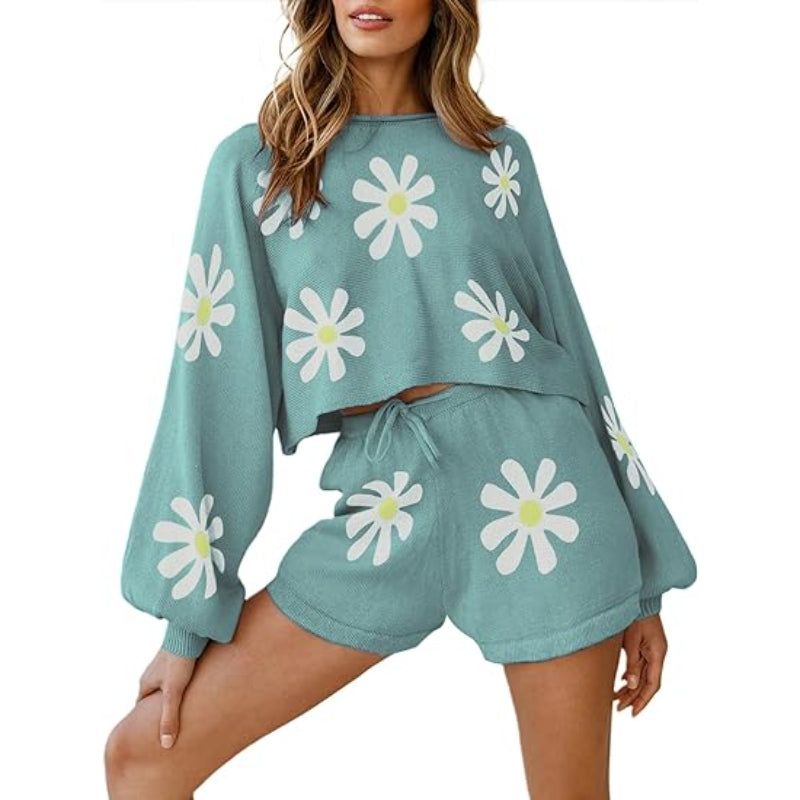 Comfy Knit Pajamas Set Light Blue