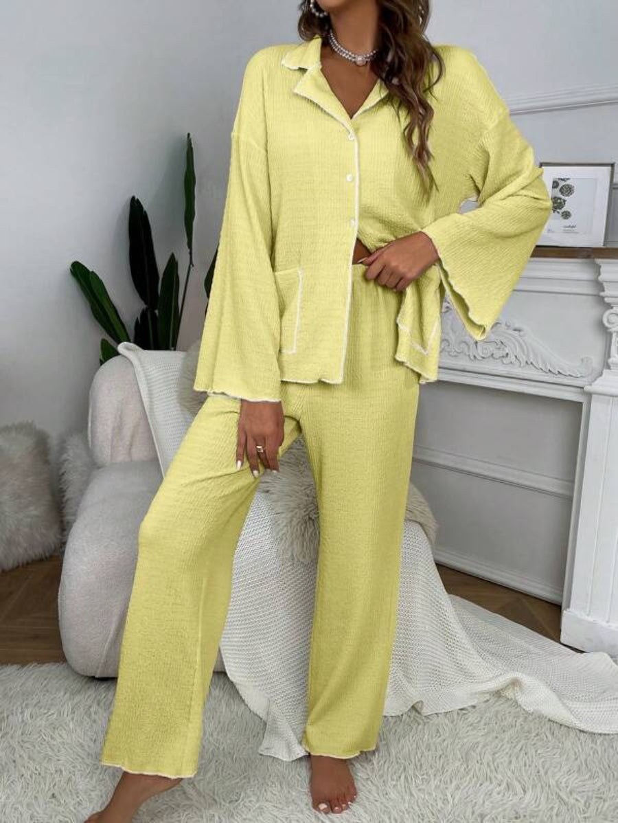 Contrast Binding Casual Lounge Set