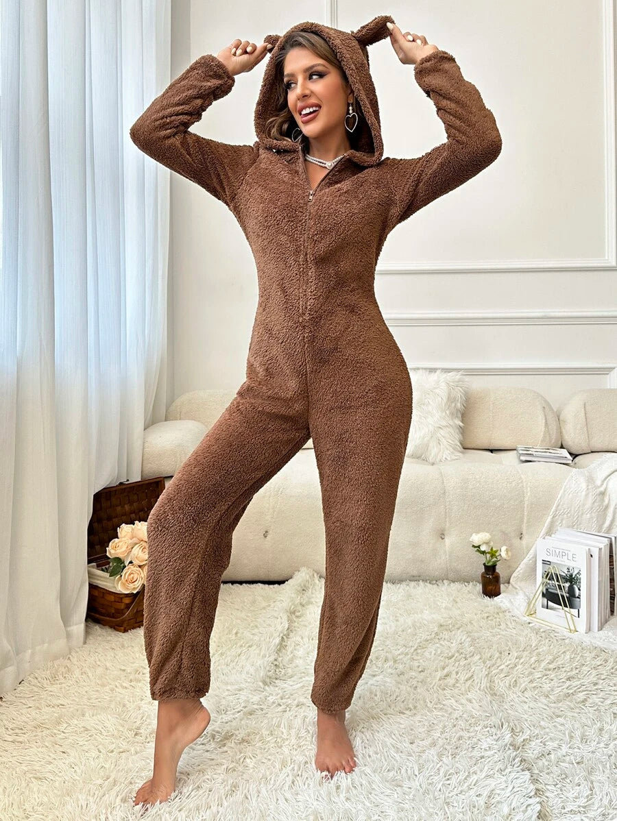 Design Hooded Zipper Sleep Romper