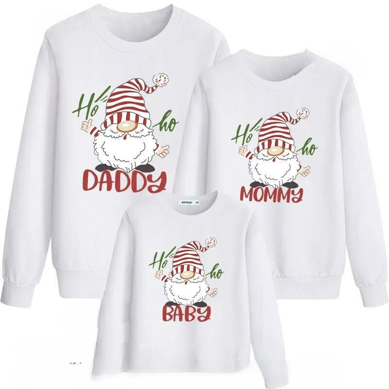 Elegant Christmas Santa Printed Sweatshirt White