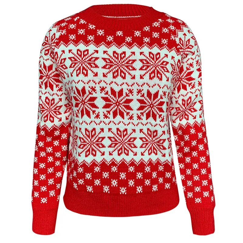 Elegant Christmas Themed Knitted Sweater White