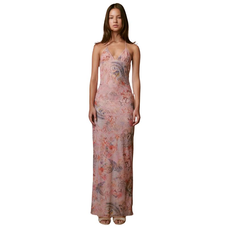 Elegant Floral Maxi Dress Pink