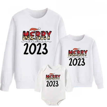 Elegant Merry Christmas Printed Sweatshirt White