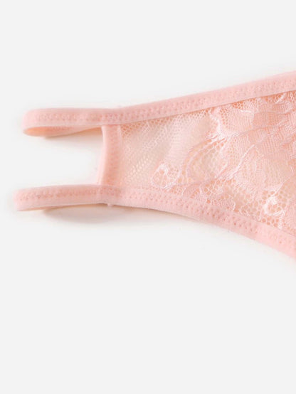 Floral Lace Bow Crotchless Panty