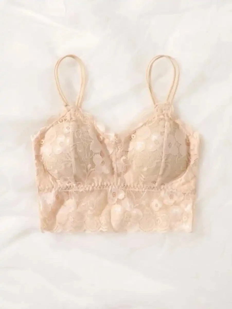 Floral Lace Bralette Beige