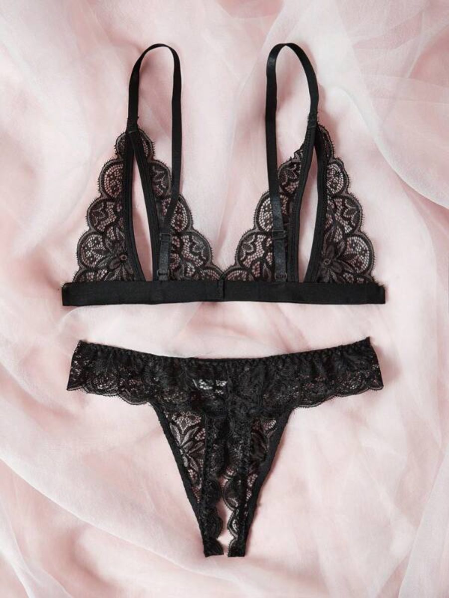 Floral Lace Scallop Lingerie Set