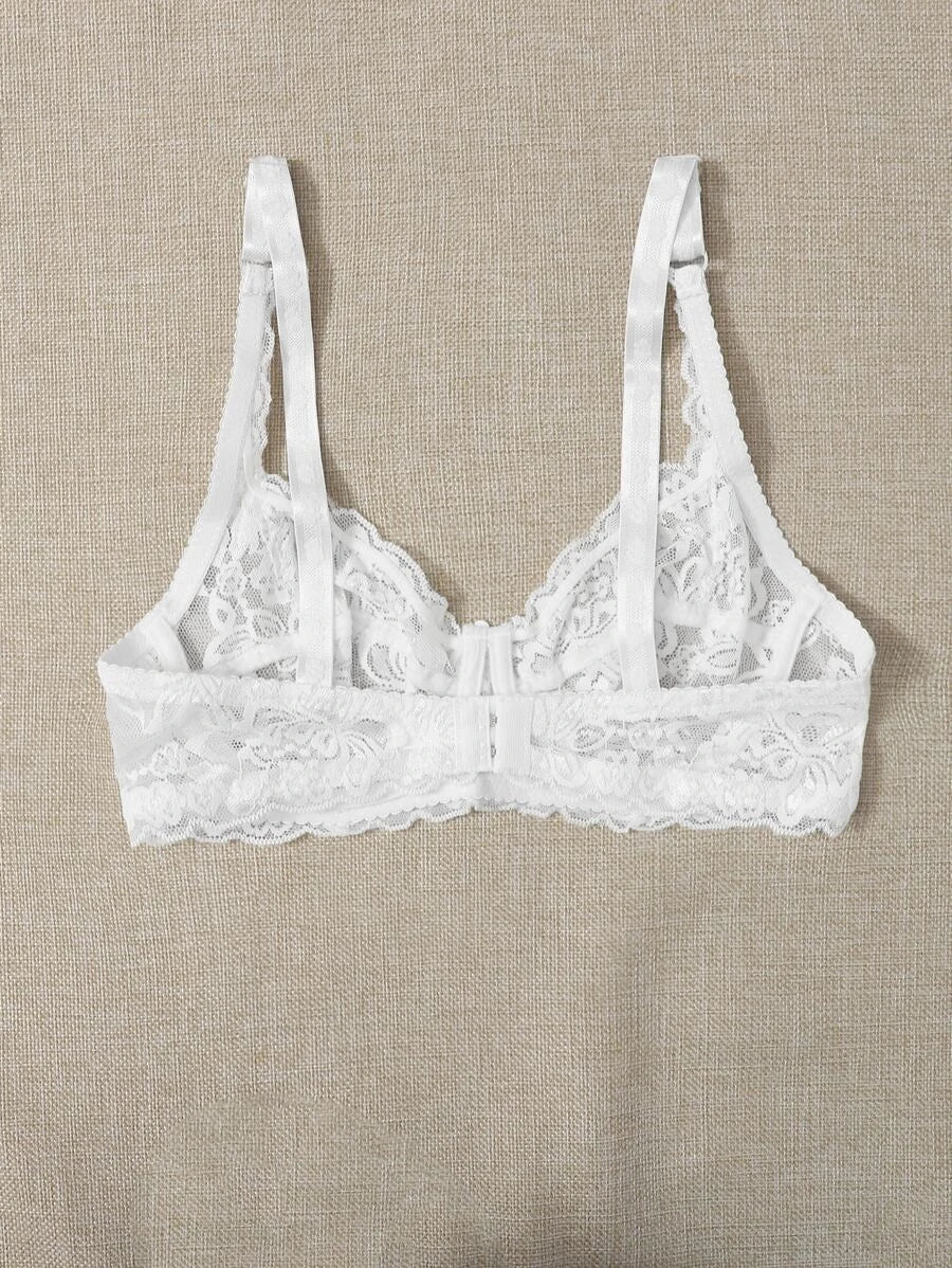 Floral Lace Sheer Underwire Bra