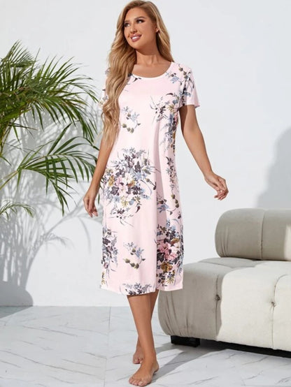 Floral Print Short Sleeve Nightdress