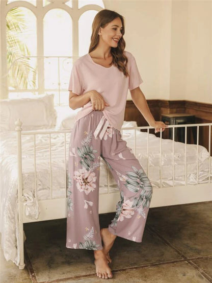 Knot Waist Floral Sleep Pants