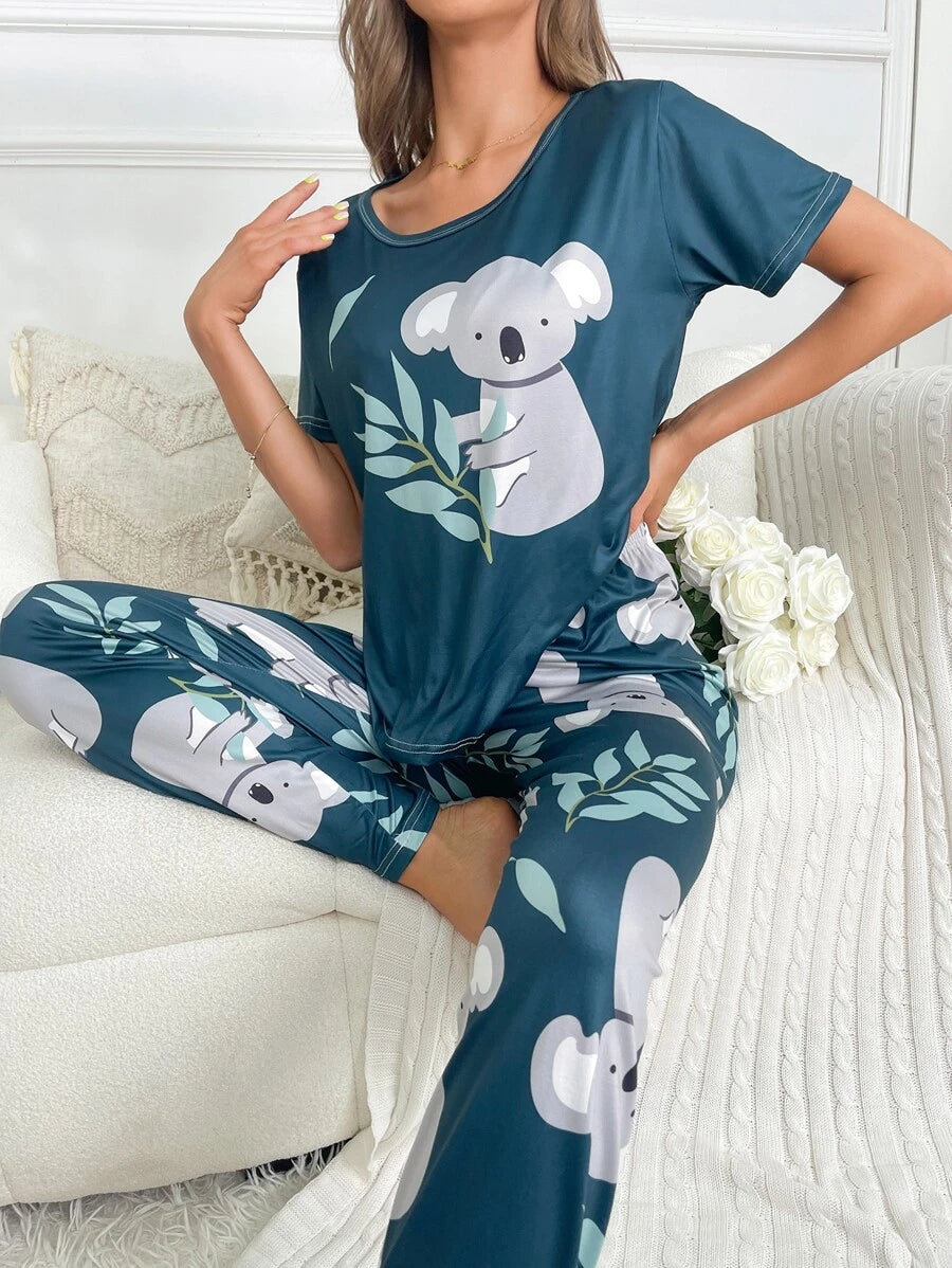 Koala Printed T Shirt And Pants Set