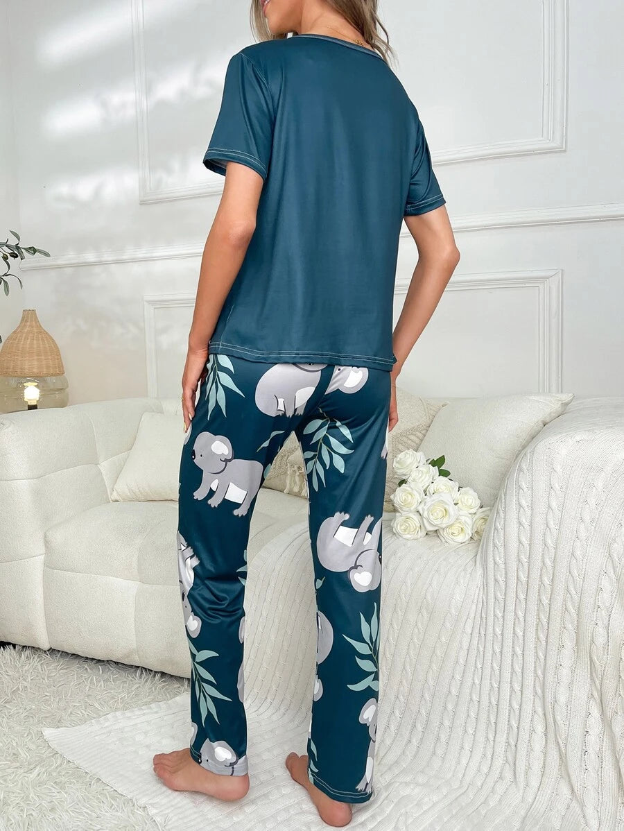 Koala Printed T Shirt And Pants Set