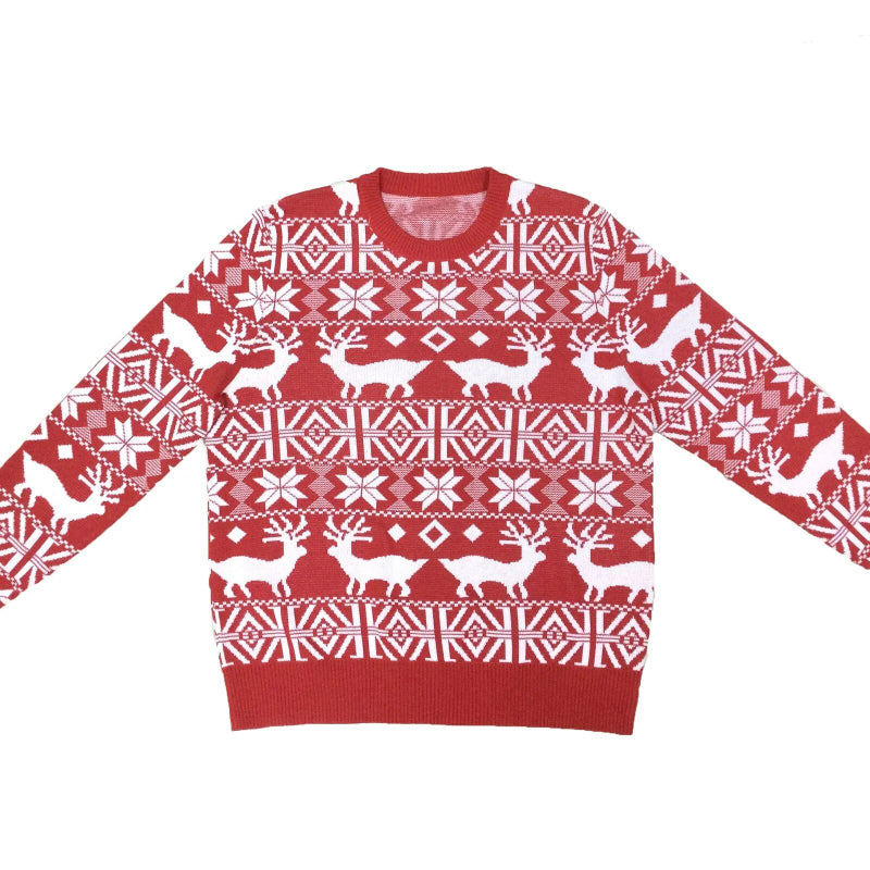 Long Sleeve Christmas Themed Sweater Red