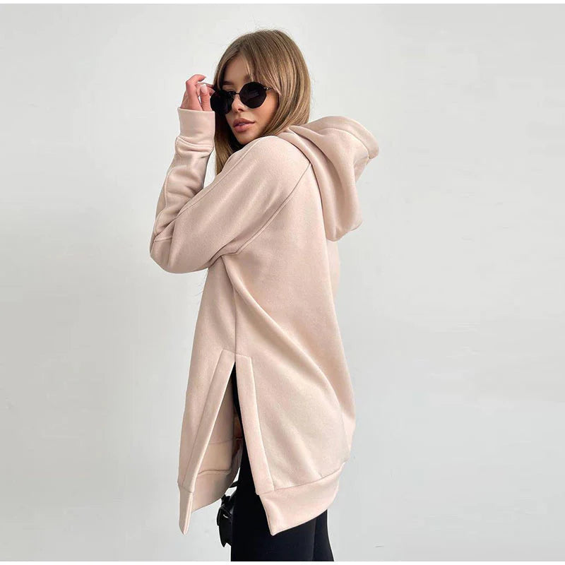 Oversized Elegant Hoodie Dress Beige