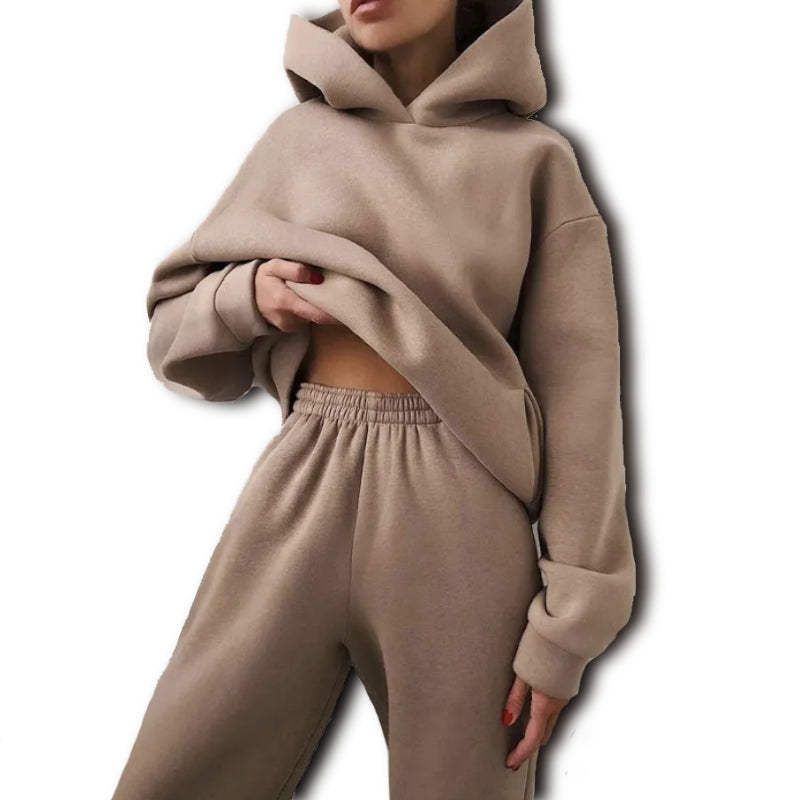 Oversized Hoodie And Pant Set Khaki