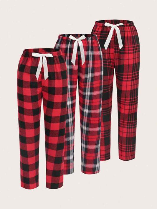 Pack Of 3 Plaid Print Sleep Pants